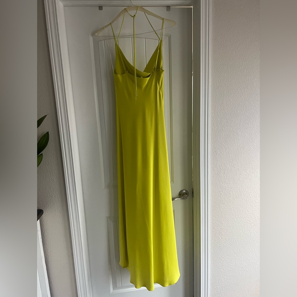 Zara Bright Yellow Midi Cowl Neck Dress - Picture 4 of 6
